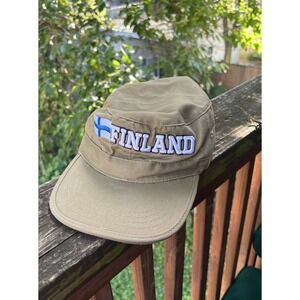 Finland Embroidered Tourist Flag Baseball Cap Hat beige khaki lightweight